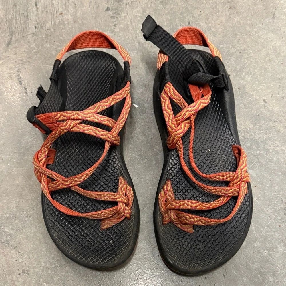 Chaco Black and Orange Sandals
